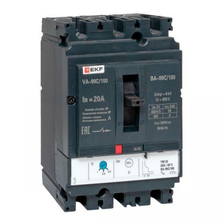 Выключатель автоматический 3п 100/20А 36кА ВА-99C Compact NS PROxima EKF mccb99C-100-20 Выключатель автоматический 3п 100/20А 36кА ВА-99C Compact NS PROxima EKF mccb99C-100-20