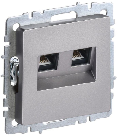 Розетка компьютерная двойн. СП RJ45 кат.6 BRITE РК11-2-БрС механизм сталь IEK BR-K20-2-K46 Розетка компьютерная двойн. СП RJ45 кат.6 BRITE РК11-2-БрС механизм сталь IEK BR-K20-2-K46