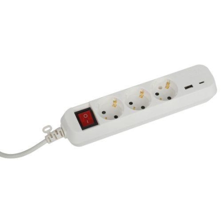 Удлинитель 3х5м с заземл. 10А 1xUSBA+1xUSBC с выкл. UB-3es-5m-USB Эра Б0052899