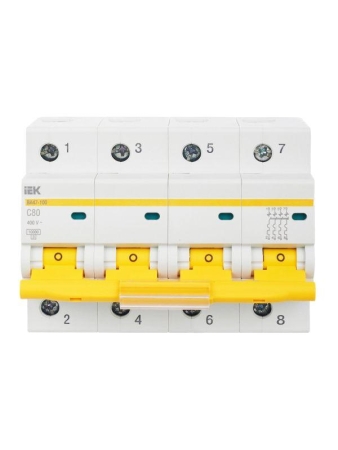 Выключатель автоматический модульный 4п C 80А 10кА ВА47-100 KARAT IEK MVA40-4-080-C Выключатель автоматический модульный 4п C 80А 10кА ВА47-100 KARAT IEK MVA40-4-080-C