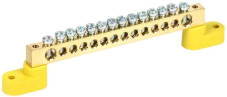 Шина PE "земля" ШНИ-8х12-14-У2-Ж на двух угловых изоляторах IEK YNN10-812-14C2-K05