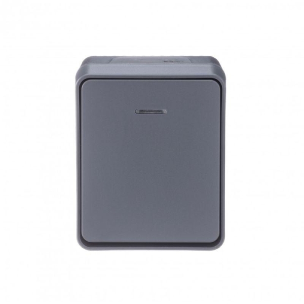 Выключатель 1-кл. ОП AtlasDesign PROFI IP54 10AX с подсветкой антрацит SE ATN544013