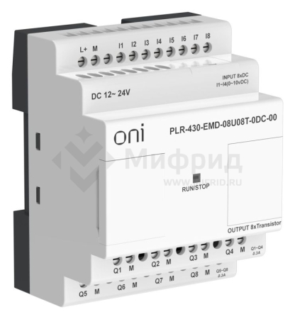 Модуль расширения входов выходов ПЛК 430 4 DI 4 UI (0-10В/DI) 8 TO 24В DC ONI PLR-430-EMD-08U08T-0DC-00