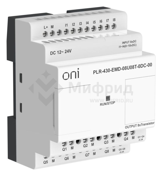 Модуль расширения входов выходов ПЛК 430 4 DI 4 UI (0-10В/DI) 8 TO 24В DC ONI PLR-430-EMD-08U08T-0DC-00