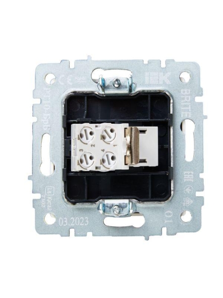Розетка телефонная СП BRITE РТ10-БрБ RJ11 механизм бел. IEK BR-T10-K01 Розетка телефонная СП BRITE РТ10-БрБ RJ11 механизм бел. IEK BR-T10-K01