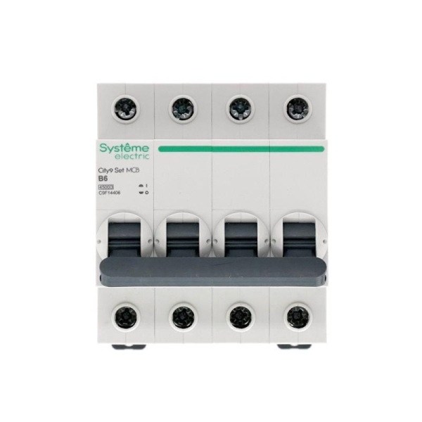 Выключатель автоматический модульный 4п B 6А 4.5кА City9 Set 400В SE C9F14406 Выключатель автоматический модульный 4п B 6А 4.5кА City9 Set 400В SE C9F14406