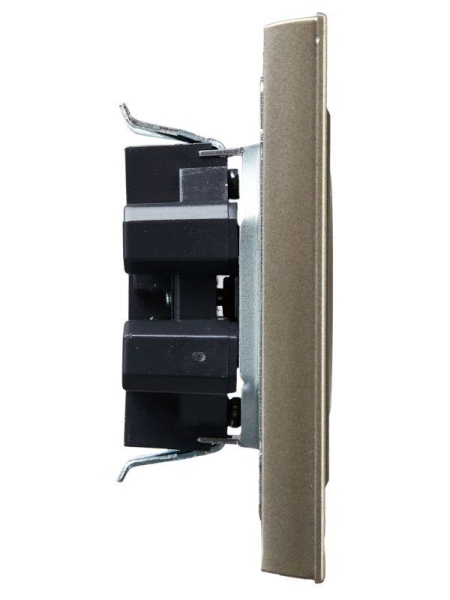 Розетка 2-м СП BRITE РСш12-2-БрШ 10А в сборе без заземл. защ. шторки шампань IEK BR-R23-10-K37-F