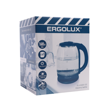 Чайник стеклянный ELX-KG05-C02 черн. ПРОМО Ergolux 14922