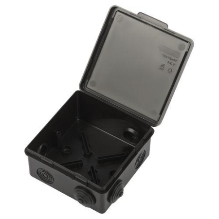 Коробка распаячная ОП 100х100х50мм с гермовводами 8 входов IP54 черн. KOR-100-100-50-8g-B Эра Б0061777