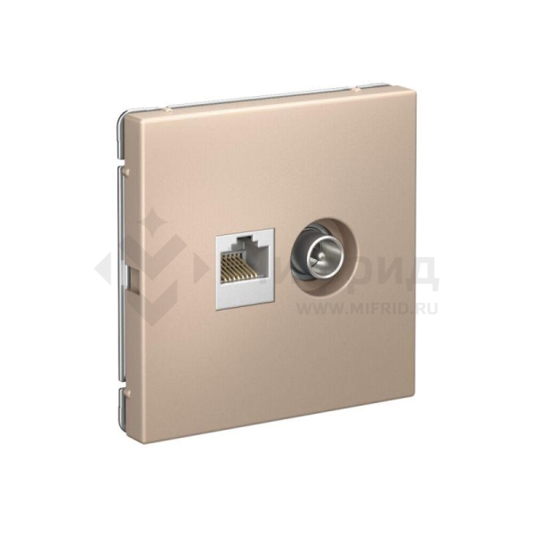 Розетка компьютерная + телевизионная 2-м СП ArtGallery RJ45 кат.5E + TV механизм песочн. SE GAL001289