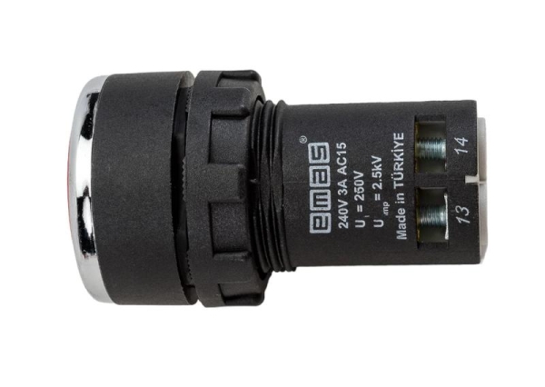 Кнопка нажимная моноблочная 22мм IP 40 1НО+1НЗ красн. EMAS MB102DK Кнопка нажимная моноблочная 22мм IP 40 1НО+1НЗ красн. EMAS MB102DK