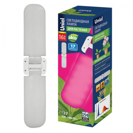 Лампа светодиодная LED-P65-16W/SPSB/E27/FR/P2 PLP32WH 16Вт P65 лепестковая матовая E27 для растений спектр для рассады и цветения (упак. картон) Uniel UL-00007406 Лампа светодиодная LED-P65-16W/SPSB/E27/FR/P2 PLP32WH 16Вт P65 лепестковая матовая E27 для растений спектр для рассады и цветения (упак. картон) Uniel UL-00007406