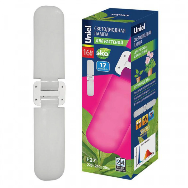 Лампа светодиодная LED-P65-16W/SPSB/E27/FR/P2 PLP32WH 16Вт P65 лепестковая матовая E27 для растений спектр для рассады и цветения (упак. картон) Uniel UL-00007406 Лампа светодиодная LED-P65-16W/SPSB/E27/FR/P2 PLP32WH 16Вт P65 лепестковая матовая E27 для растений спектр для рассады и цветения (упак. картон) Uniel UL-00007406