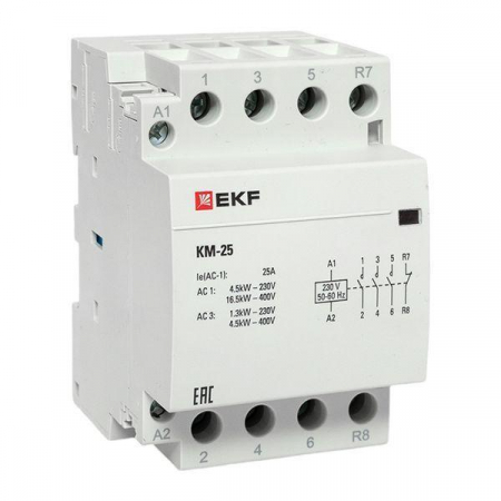Контактор модульный КМ 25А 3NО+NC (3 мод.) EKF km-3-25-31 Контактор модульный КМ 25А 3NО+NC (3 мод.) EKF km-3-25-31