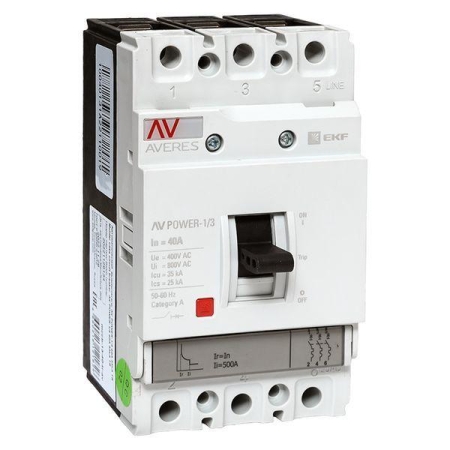 Выключатель автоматический 3п 40А 35кА AV POWER-1/3 TR AVERES EKF mccb-13-40-TR-av Выключатель автоматический 3п 40А 35кА AV POWER-1/3 TR AVERES EKF mccb-13-40-TR-av