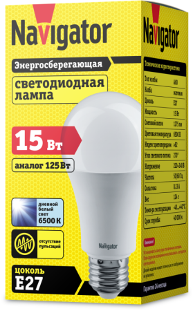 Лампа светодиодная 61 239 NLL-A70/A60-15-230-6.5K-E27 15Вт грушевидная матовая 6500К холод. бел. E27 1275лм 176-264В Navigator 61239 Лампа светодиодная 61 239 NLL-A70/A60-15-230-6.5K-E27 15Вт грушевидная матовая 6500К холод. бел. E27 1275лм 176-264В Navigator 61239