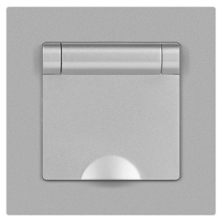 Розетка 1-м СП Accent 6-203-03 16А IP20 250В 2P+E Schuko с крышкой алюм. Intro Б0063721 Розетка 1-м СП Accent 6-203-03 16А IP20 250В 2P+E Schuko с крышкой алюм. Intro Б0063721