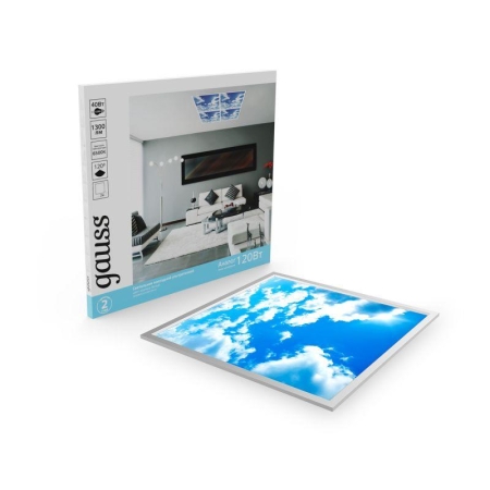 Светильник светодиодный 40Вт 6500К IP20 1300лм 595х595мм ДВО офисный небо GAUSS 846511340 Светильник светодиодный 40Вт 6500К IP20 1300лм 595х595мм ДВО офисный небо GAUSS 846511340