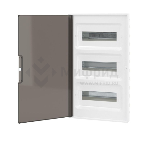 Щиток встраиваемый Фрейм (FRAME) ЩРв-п-36 36мод с тонированной дверцей с 4 шинами PEN (2шт на 8 отверст. и 2шт на 10 отверст.) бел. DKC F36B1WD