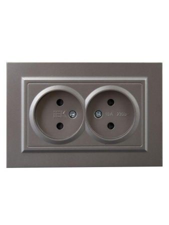 Розетка 2-м СП BRITE РСш12-2-БрС 10А в сборе без заземл. защ. шторки сталь IEK BR-R23-10-K46-F Розетка 2-м СП BRITE РСш12-2-БрС 10А в сборе без заземл. защ. шторки сталь IEK BR-R23-10-K46-F