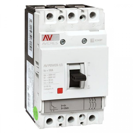 Выключатель автоматический 3п 50А 35кА AV POWER-1/3 TR AVERES EKF mccb-13-50-TR-av Выключатель автоматический 3п 50А 35кА AV POWER-1/3 TR AVERES EKF mccb-13-50-TR-av
