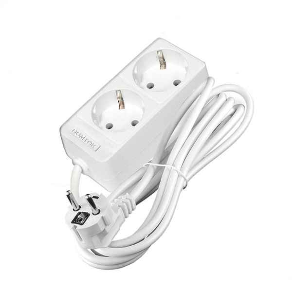 Удлинитель 2х3м с заземл. 16А IP20 3.5кВт ПВС 3х1 бел. DOMTOK 2386 Удлинитель 2х3м с заземл. 16А IP20 3.5кВт ПВС 3х1 бел. DOMTOK 2386