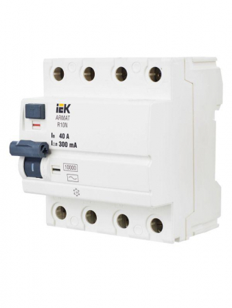 Выключатель дифференциального тока (УЗО) 4п 40А 300мА тип AC ВДТ R10N ARMAT IEK AR-R10N-4-040C300 Выключатель дифференциального тока (УЗО) 4п 40А 300мА тип AC ВДТ R10N ARMAT IEK AR-R10N-4-040C300