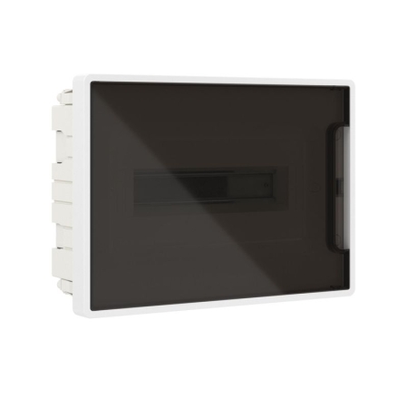 Щиток встраиваемый FRAME 12мод с тонированной дверцей с 2 шинами PEN на 6 и 8 отверст. бел. DKC F12B1WD