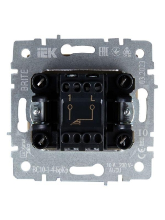 Выключатель 1-кл. СП BRITE ВС10-1-4-БрКр 10А самовозвратн. механизм беж. IEK BR-V14-0-10-K10