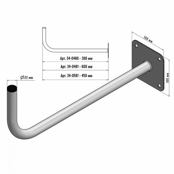 Кронштейн эфирный Г-образный 30см Rexant 34-0480 Кронштейн эфирный Г-образный 30см Rexant 34-0480