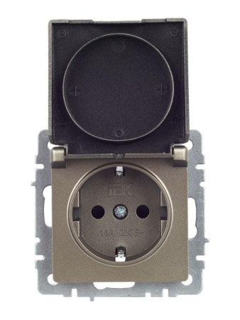 Розетка BRITE РСбш10-3-44-БрШ 16А IP44 с заземл. защ. шторки с крышкой механизм шампань IEK BR-R16-16-44-K37 Розетка BRITE РСбш10-3-44-БрШ 16А IP44 с заземл. защ. шторки с крышкой механизм шампань IEK BR-R16-16-44-K37