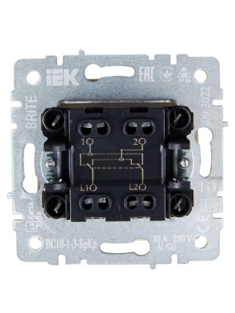 Выключатель перекрестный 1-кл. СП BRITE 10А ВС10-1-3-БрКр механизм беж. IEK BR-V13-0-10-K10