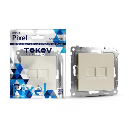 Розетка компьютерная 2-м СП Pixel RJ45 кат.5E механизм беж. TOKOV ELECTRIC TKE-PX-RC2-C02 Розетка компьютерная 2-м СП Pixel RJ45 кат.5E механизм беж. TOKOV ELECTRIC TKE-PX-RC2-C02