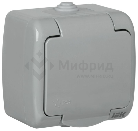 Розетка 1-м ОП AQUATIC РСш12-2-А 16А IP54 с заземл. с крышкой GENERICA ERA12-K03-16-54