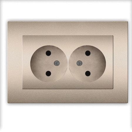 Розетка 2-м СП Афина 16А IP20 без заземл. в сборе шампань Universal A0102-Br Розетка 2-м СП Афина 16А IP20 без заземл. в сборе шампань Universal A0102-Br
