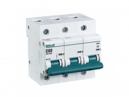 Выключатель автоматический модульный 3п C 80А 10кА ВА-201 DEKraft 13008DEK Выключатель автоматический модульный 3п C 80А 10кА ВА-201 DEKraft 13008DEK