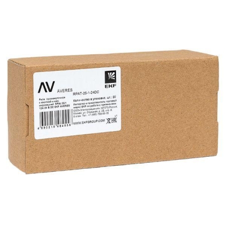 Реле промежуточное с кнопкой и мех. индикацией RPAt 25/1 12А 24В DC AVERES EKF rpat-25-1-24DC