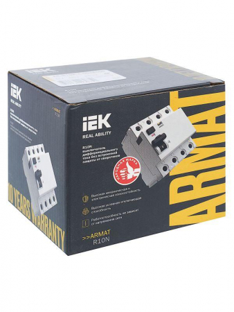 Выключатель дифференциального тока (УЗО) 4п 40А 300мА тип AC ВДТ R10N ARMAT IEK AR-R10N-4-040C300 Выключатель дифференциального тока (УЗО) 4п 40А 300мА тип AC ВДТ R10N ARMAT IEK AR-R10N-4-040C300