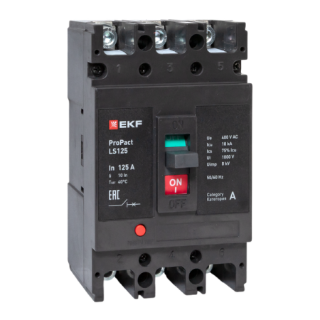 Выключатель автоматический 3п 125А 18кА LS125 ProPact EKF mccb-125-18-3-125-ls Выключатель автоматический 3п 125А 18кА LS125 ProPact EKF mccb-125-18-3-125-ls