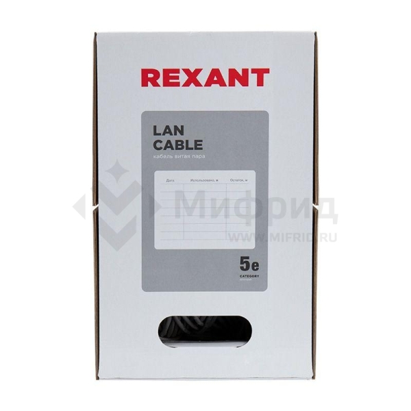 Кабель витая пара U/UTP кат.5E 4х2х24AWG LSZH нг(А)-HF INDOOR SOLID медь оранж. 305м (м) Rexant 01-0049