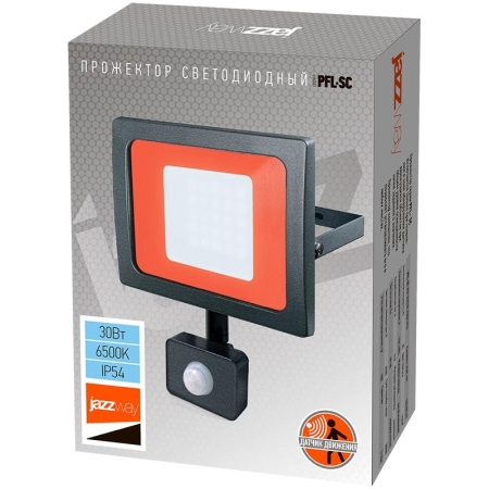 Прожектор светодиодный PFL-SC SENSOR 30Вт 6500К IP54 190-260В ДО закален. матов. стекло датчик движения инфракрасный JazzWay 5001411 Прожектор светодиодный PFL-SC SENSOR 30Вт 6500К IP54 190-260В ДО закален. матов. стекло датчик движения инфракрасный JazzWay 5001411