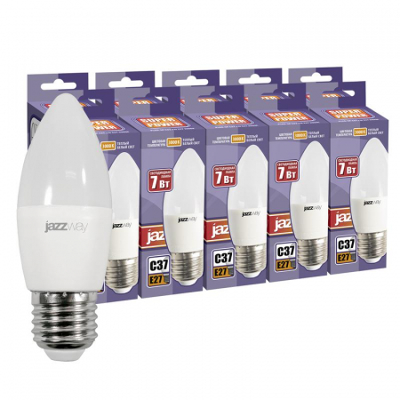 Лампа светодиодная PLED-SP 7Вт C37 3000К тепл. бел. E27 230В 50Гц (уп.10шт) JazzWay 1028464 Лампа светодиодная PLED-SP 7Вт C37 3000К тепл. бел. E27 230В 50Гц (уп.10шт) JazzWay 1028464