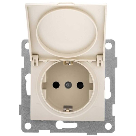 Розетка 1-м СП Bravo 16А 250В с заземл. защ. шторки с крышкой механизм беж. GUSI С10Р91-003 Розетка 1-м СП Bravo 16А 250В с заземл. защ. шторки с крышкой механизм беж. GUSI С10Р91-003