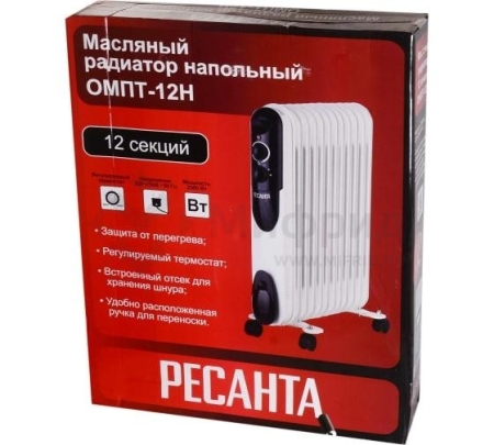 Радиатор масляный 2500Вт ОМПТ-12Н Ресанта 67/3/5