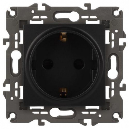 Розетка 1-м СП Эра Elegance 14-2101-05 16А IP20 16AX 250В 2P+E Schuko антрацит Эра Б0034269