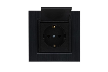 Розетка 1-м с крышкой Karea LINE STAR с заземл. чер. Makel 86054029 Розетка 1-м с крышкой Karea LINE STAR с заземл. чер. Makel 86054029