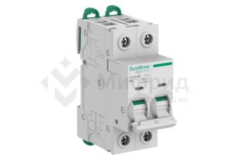 Выключатель автоматический 2п D 2А 6кА Systeme9 400В SE S9F23202