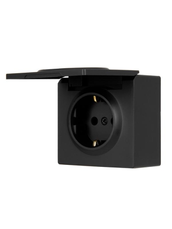 Розетка 1-мест. с заземл. с крышкой LETO ПБТ черн. бархат LEZARD 752-4200-123B Розетка 1-мест. с заземл. с крышкой LETO ПБТ черн. бархат LEZARD 752-4200-123B