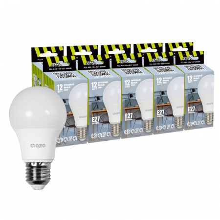 Лампа светодиодная FLL-A60 12Вт A60 5000К холод. бел. E27 230В 50Гц (уп.10шт) ФАZА 5038363 Лампа светодиодная FLL-A60 12Вт A60 5000К холод. бел. E27 230В 50Гц (уп.10шт) ФАZА 5038363