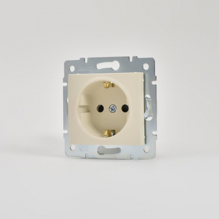 Розетка 1-м СП Karina с заземл. защ. шторки термопласт механизм крем. LEZARD 707-0388-124B Розетка 1-м СП Karina с заземл. защ. шторки термопласт механизм крем. LEZARD 707-0388-124B